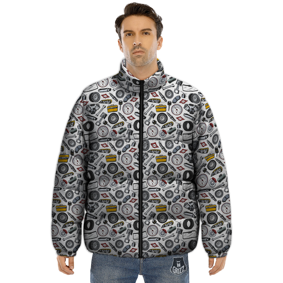 Car Vehicle Accessories Print Pattern Puffer Jacket-grizzshop