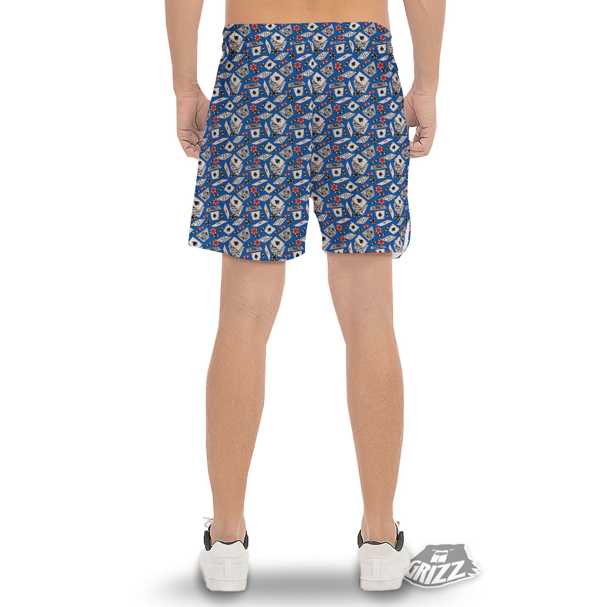 Card And Casino Chip Print Pattern Men's Gym Shorts-grizzshop