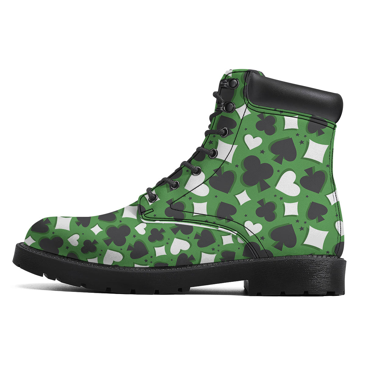 Card Suits Green Playing Print Pattern Boots-grizzshop