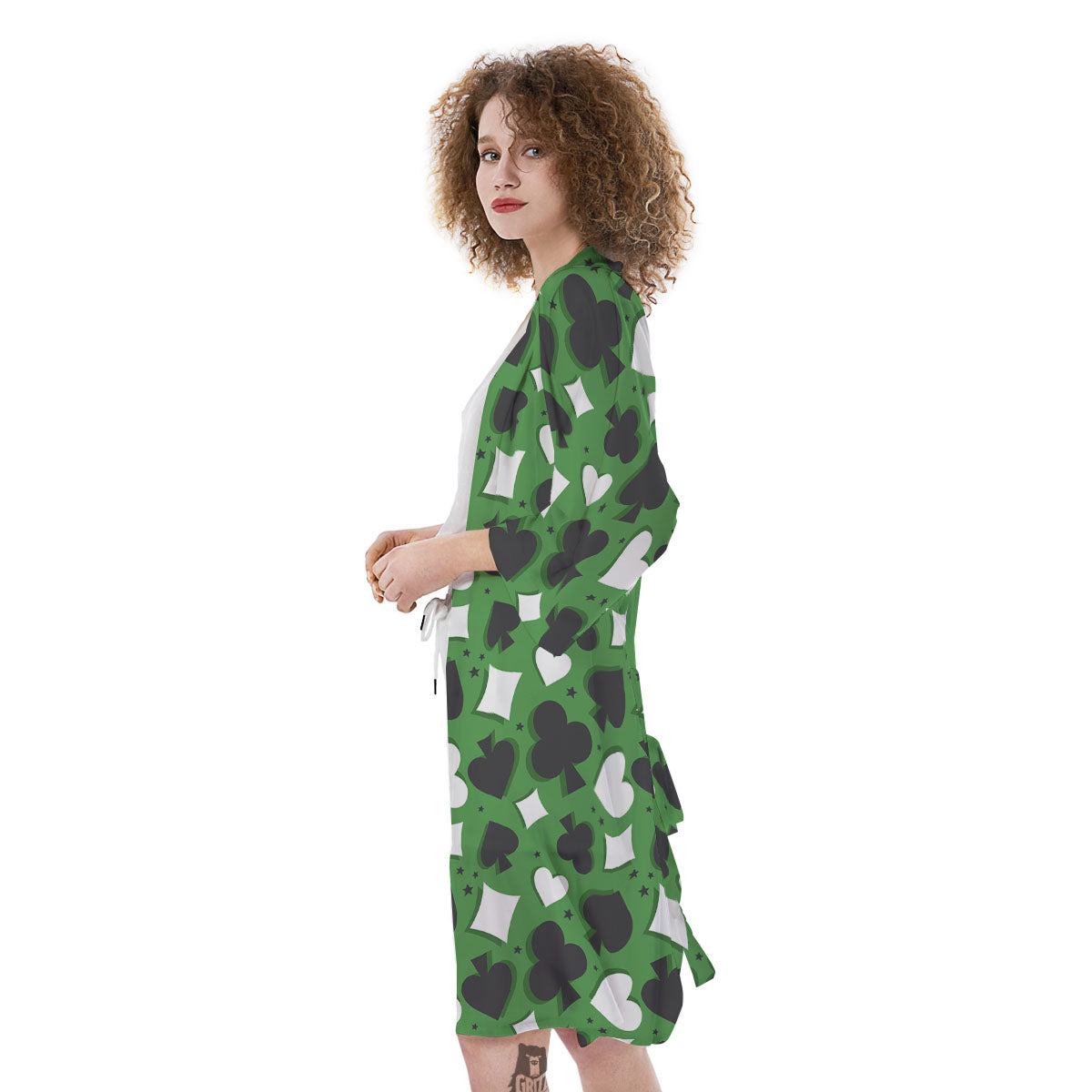 Card Suits Green Playing Print Pattern Kimono-grizzshop