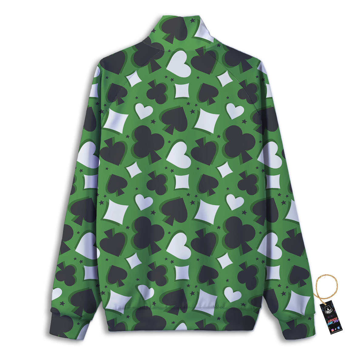 Card Suits Green Playing Print Pattern Track Jacket-grizzshop
