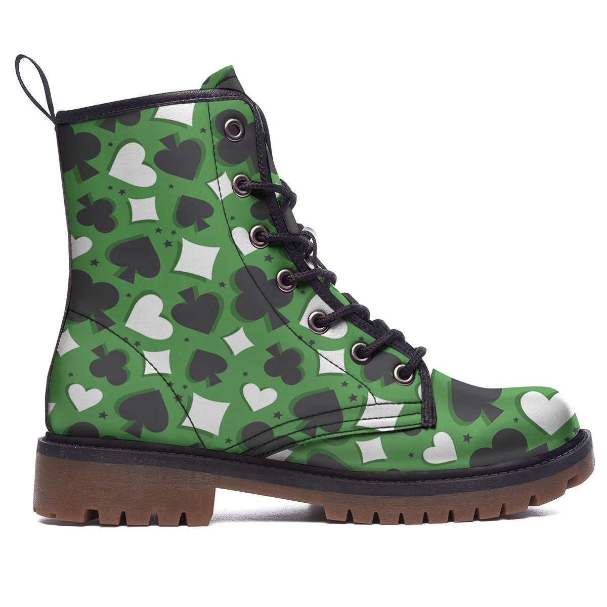 Card Suits Green Playing Print Pattern Work Boots-grizzshop