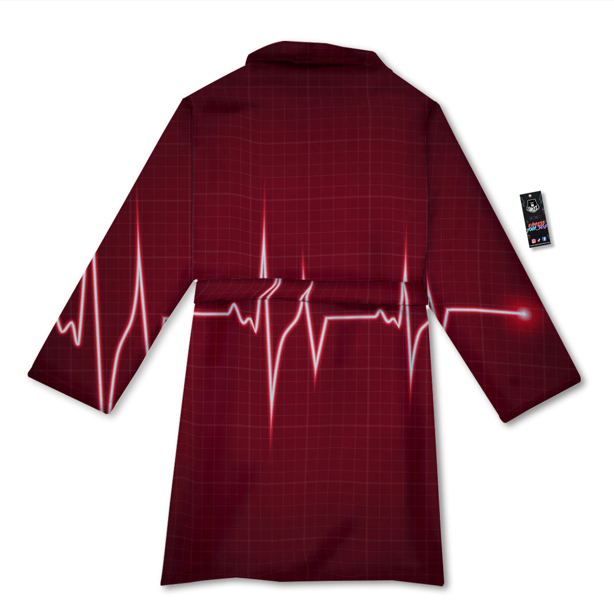 Cardiogram Heartbeat Print Bathrobe-grizzshop