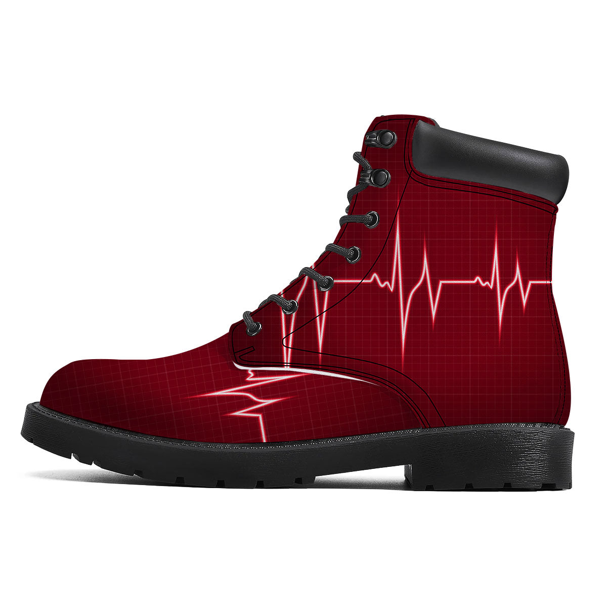 Cardiogram Heartbeat Print Boots-grizzshop