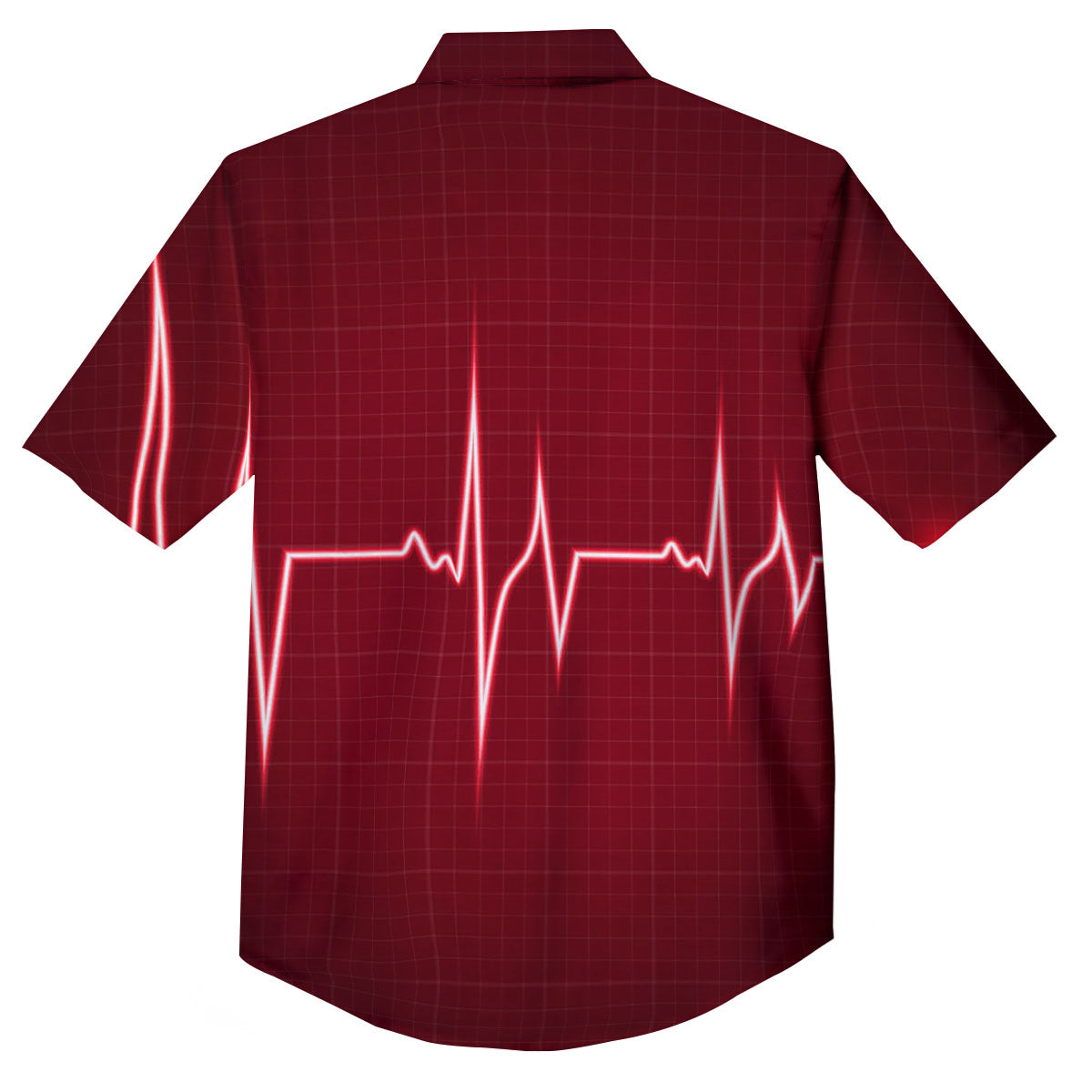 Cardiogram Heartbeat Print Button Up Shirt-grizzshop