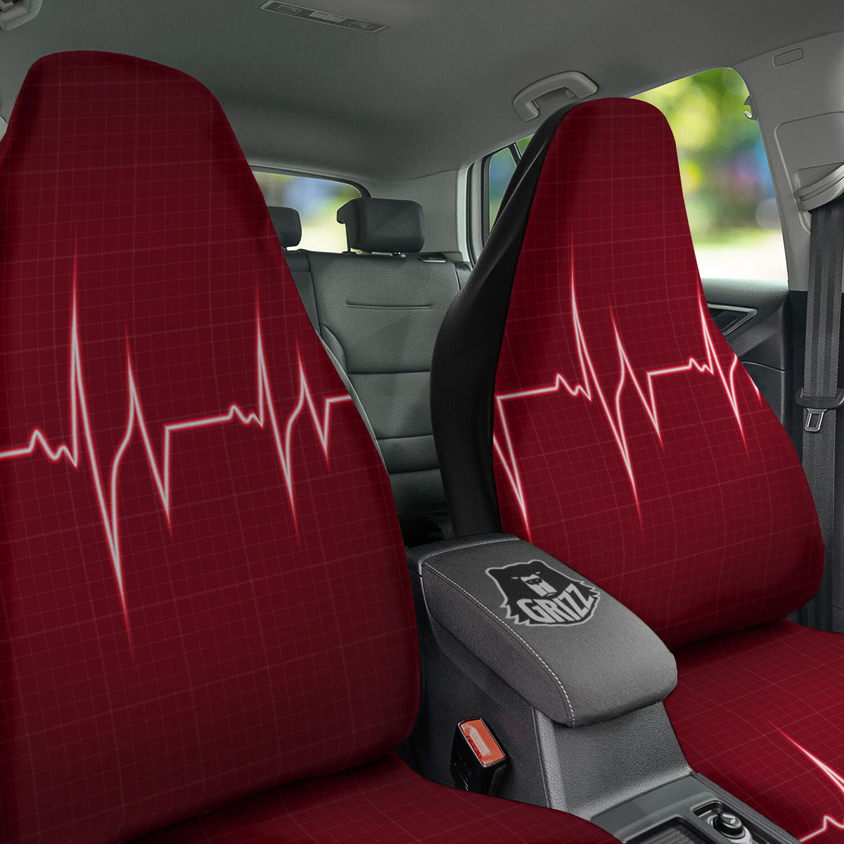 Cardiogram Heartbeat Print Car Seat Covers-grizzshop