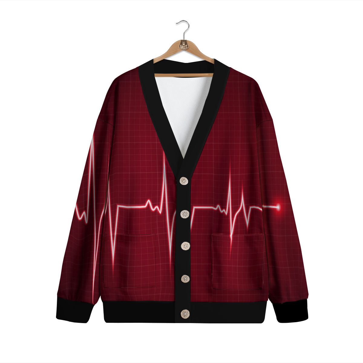Cardiogram Heartbeat Print Cardigan-grizzshop