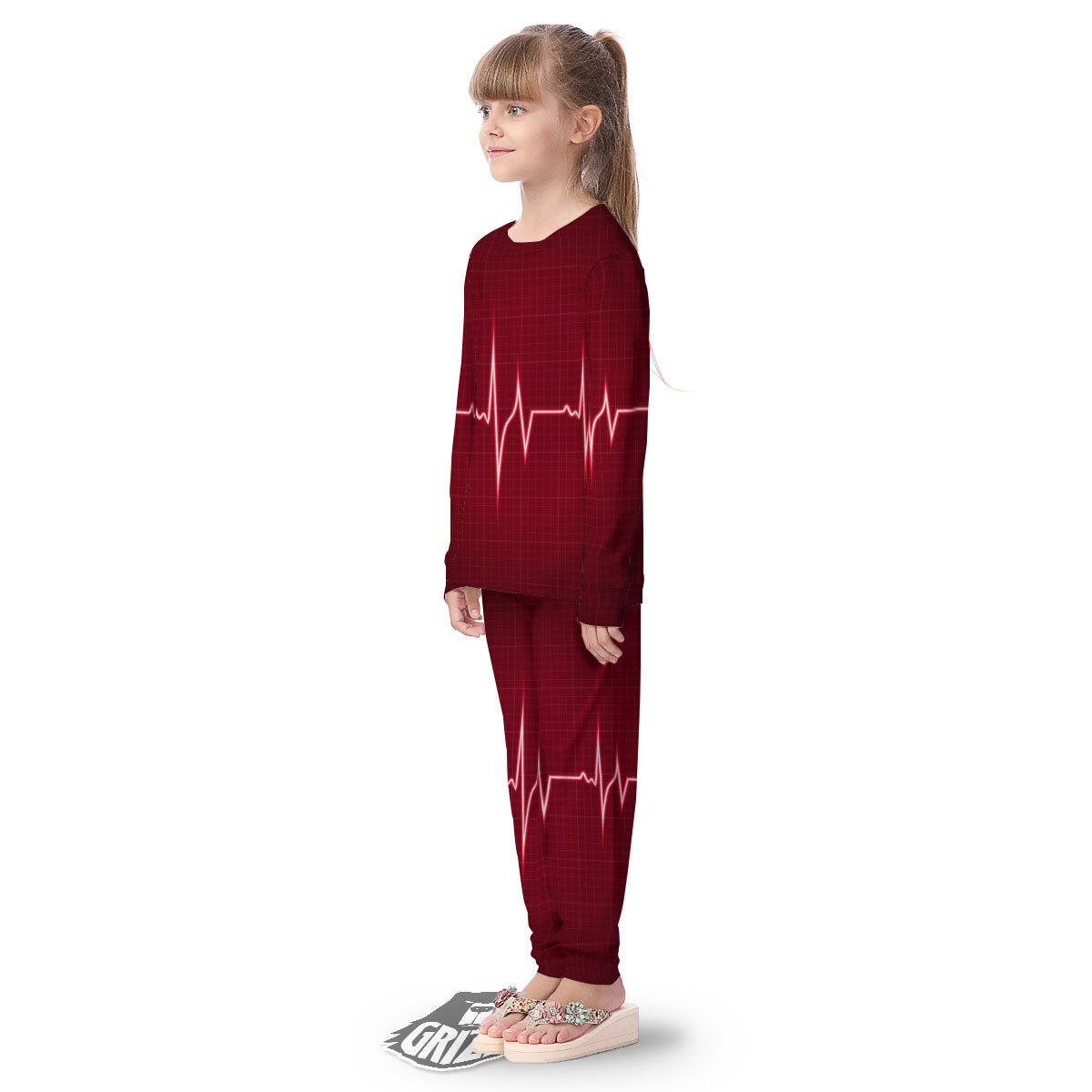 Cardiogram Heartbeat Print Kid's Pajamas-grizzshop