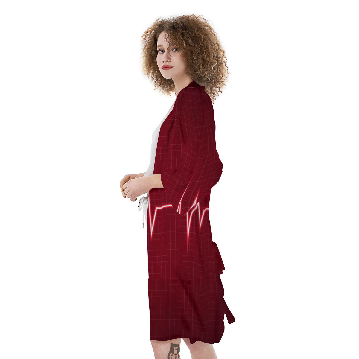 Cardiogram Heartbeat Print Kimono-grizzshop