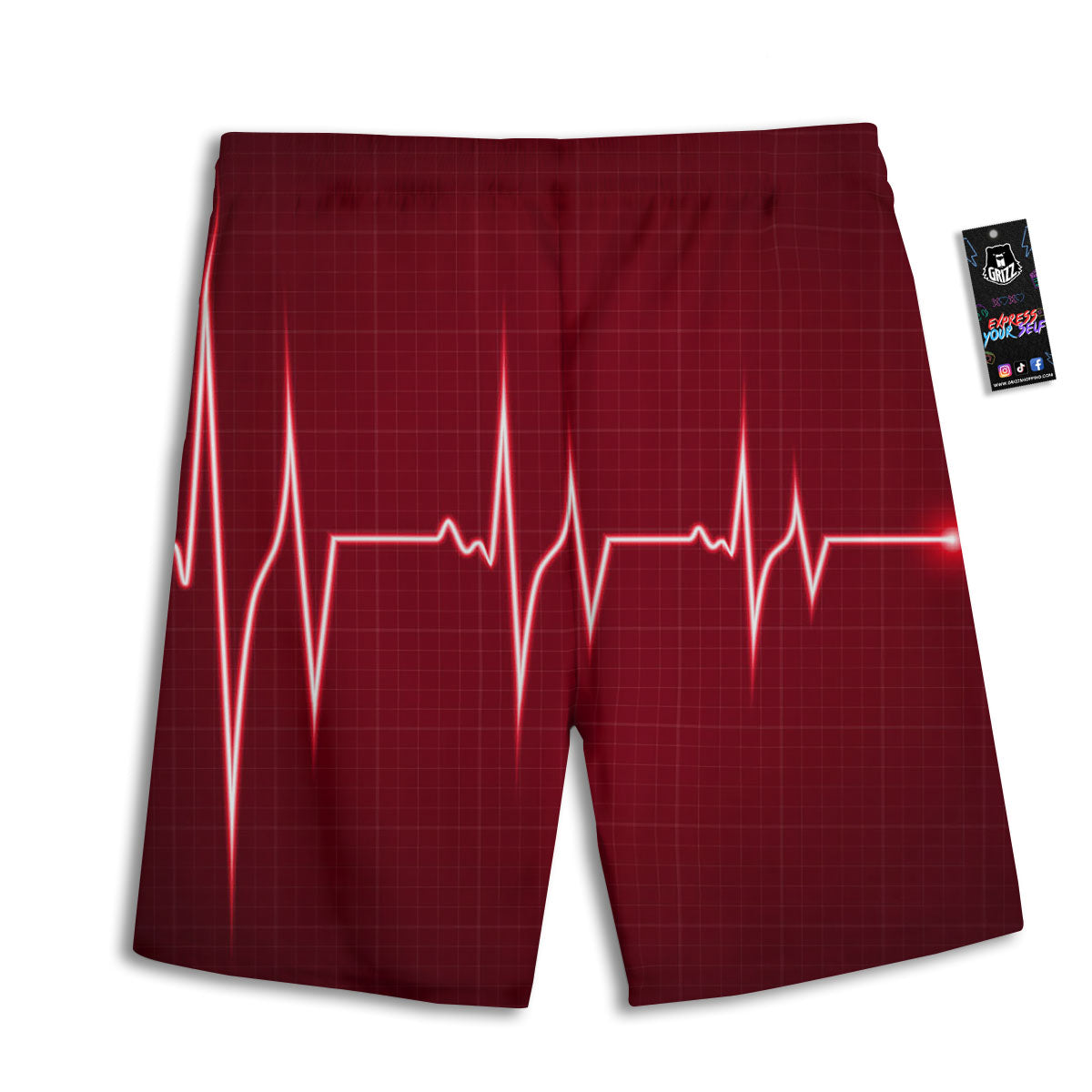 Cardiogram Heartbeat Print Men's Athletic Shorts