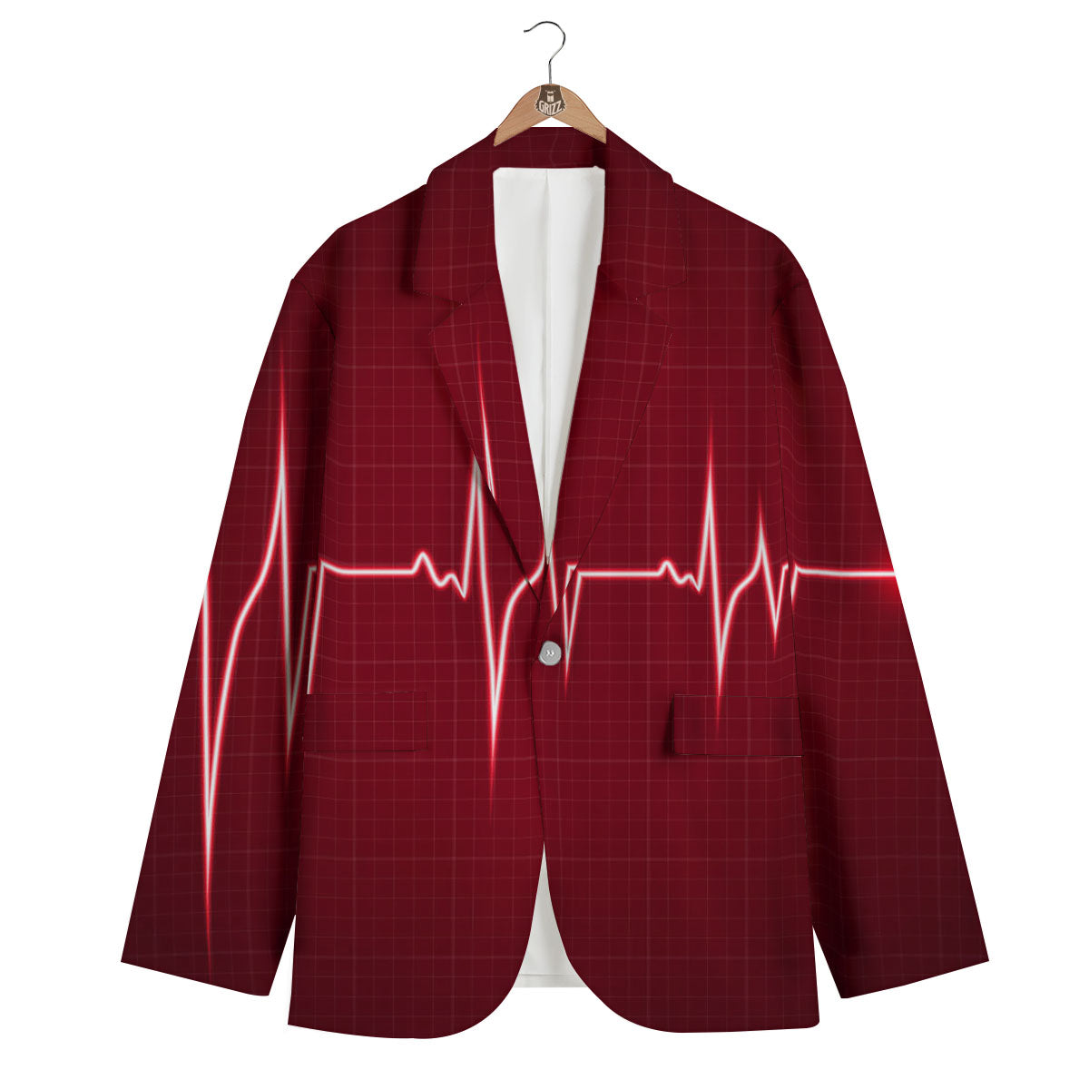 Cardiogram Heartbeat Print Men's Blazer-grizzshop