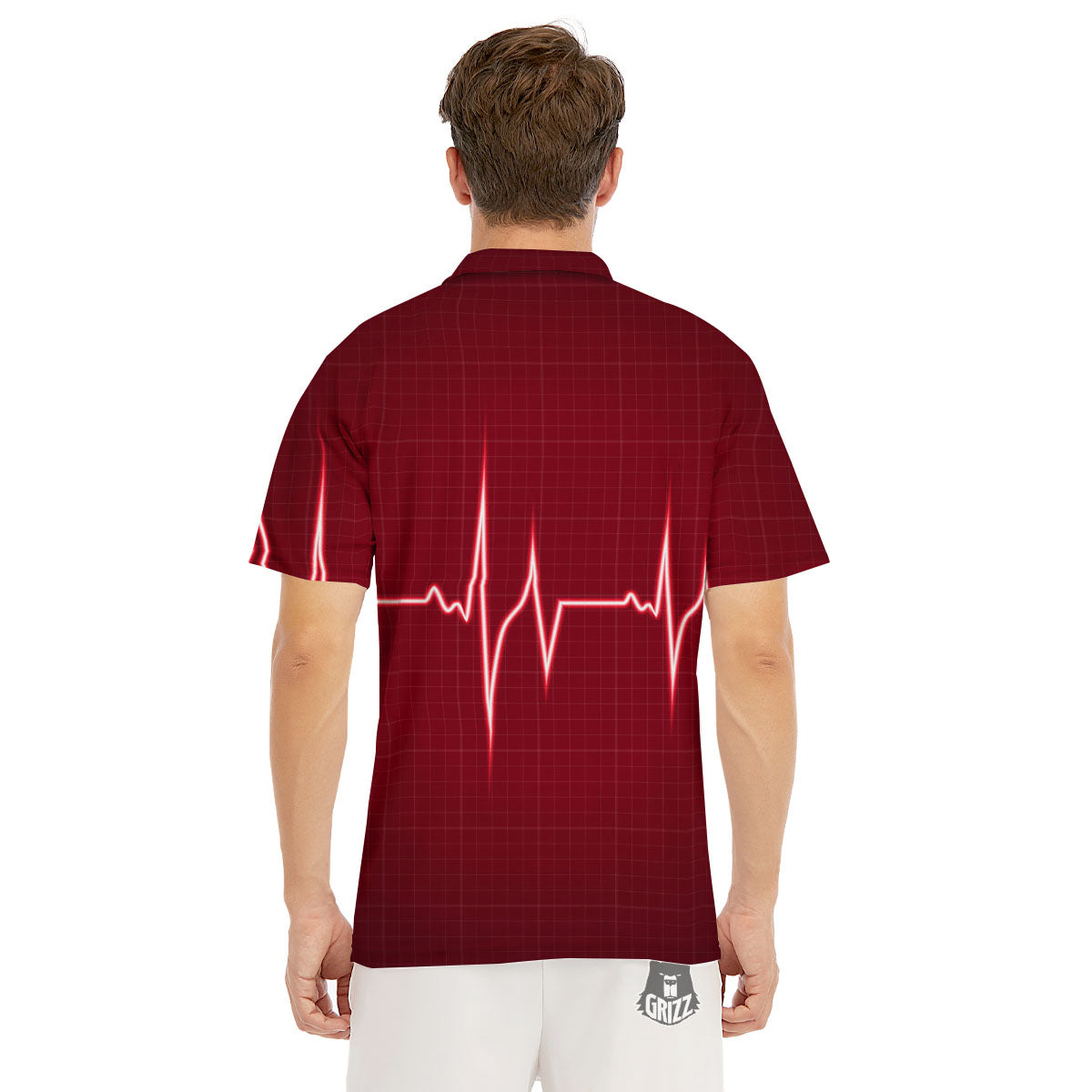 Cardiogram Heartbeat Print Men's Golf Shirts-grizzshop