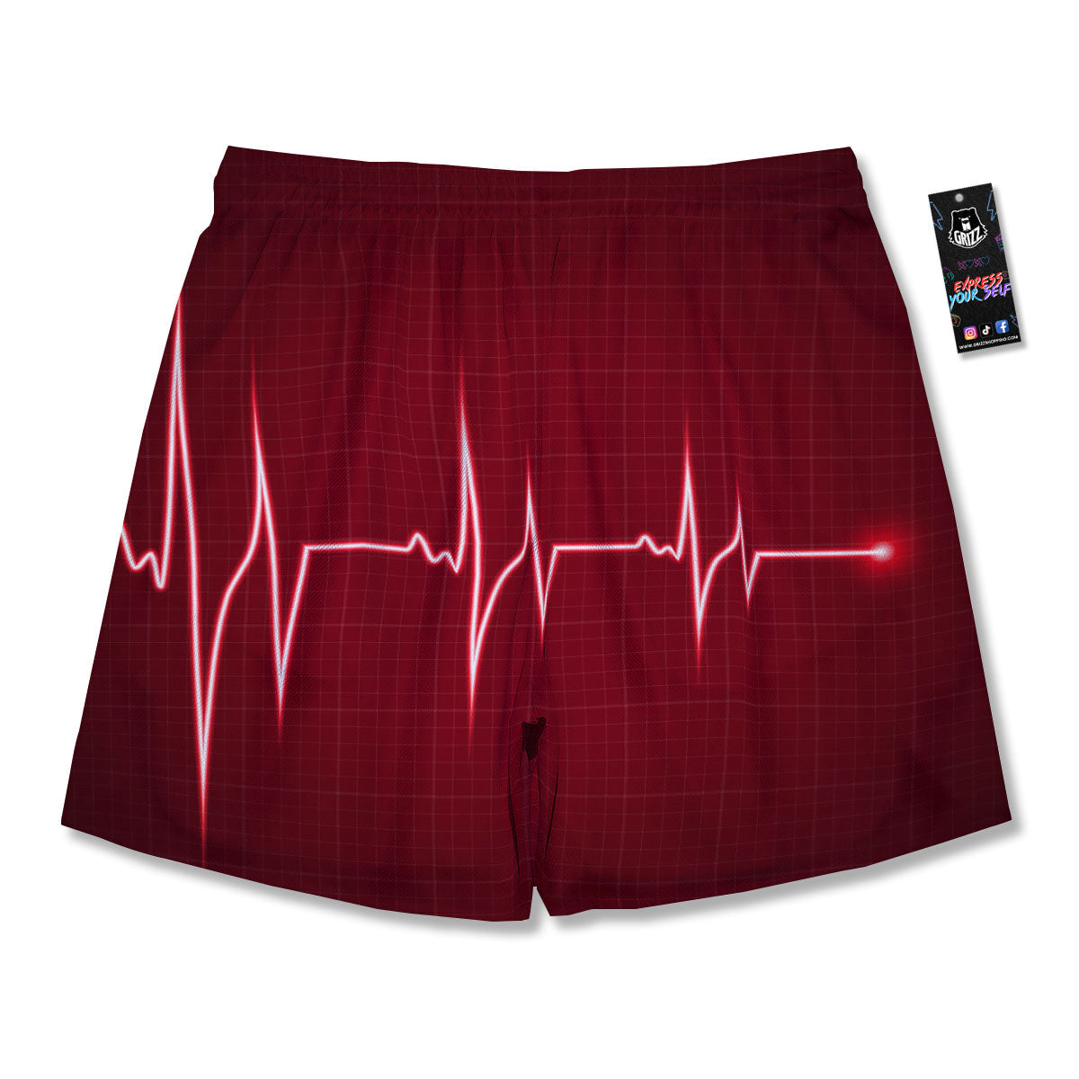 Cardiogram Heartbeat Print Men's Running Shorts-grizzshop