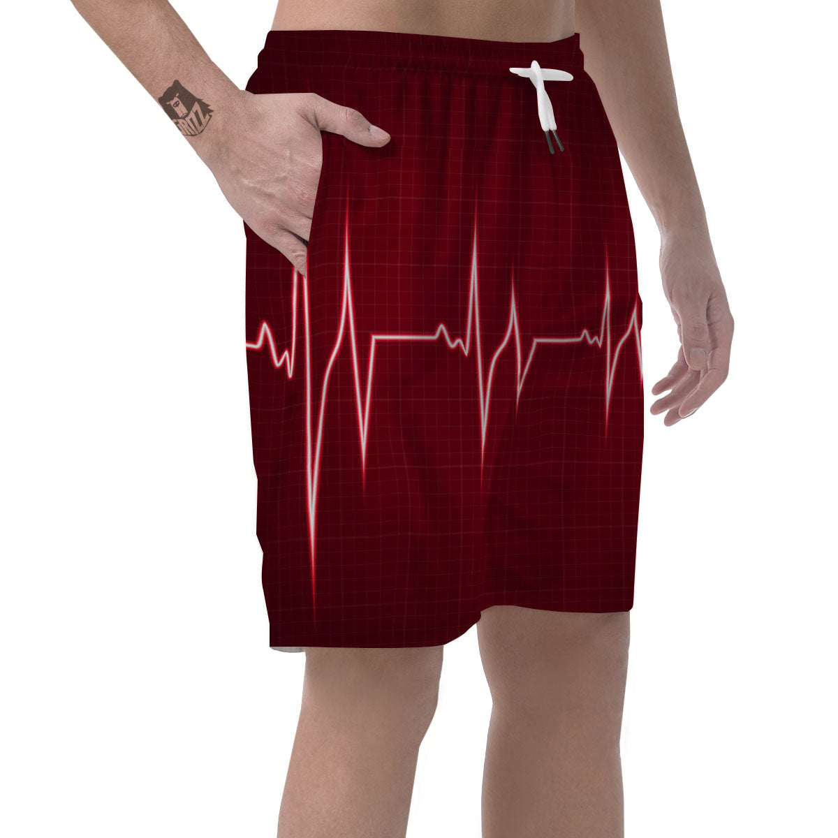 Cardiogram Heartbeat Print Men's Shorts-grizzshop