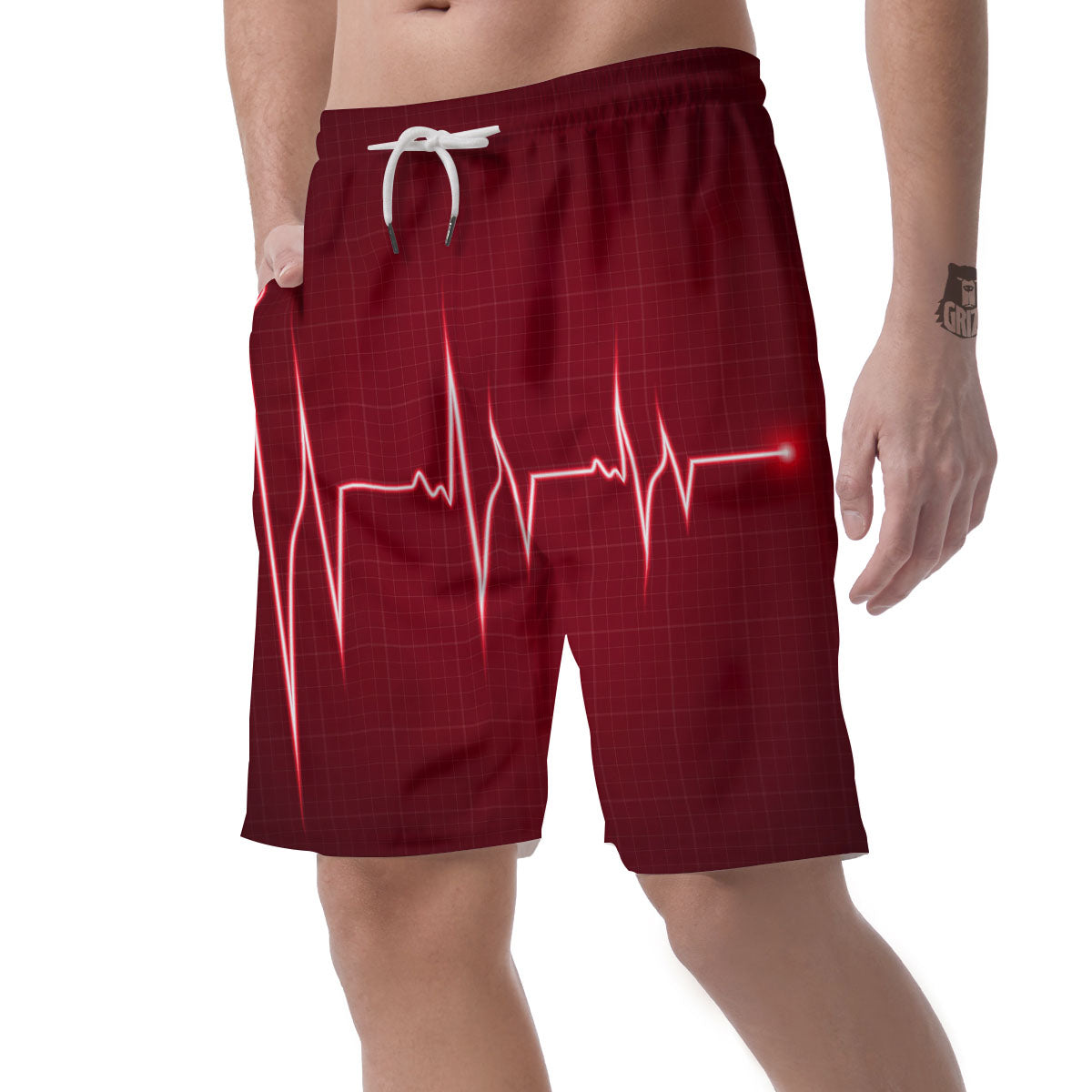 Cardiogram Heartbeat Print Men's Shorts-grizzshop