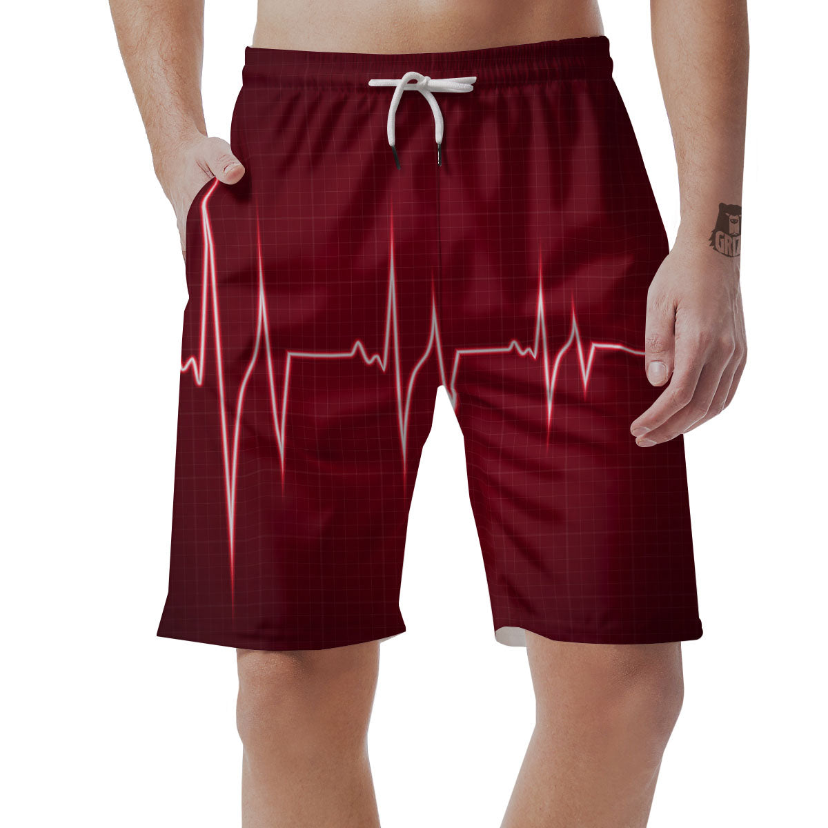 Cardiogram Heartbeat Print Men's Shorts-grizzshop