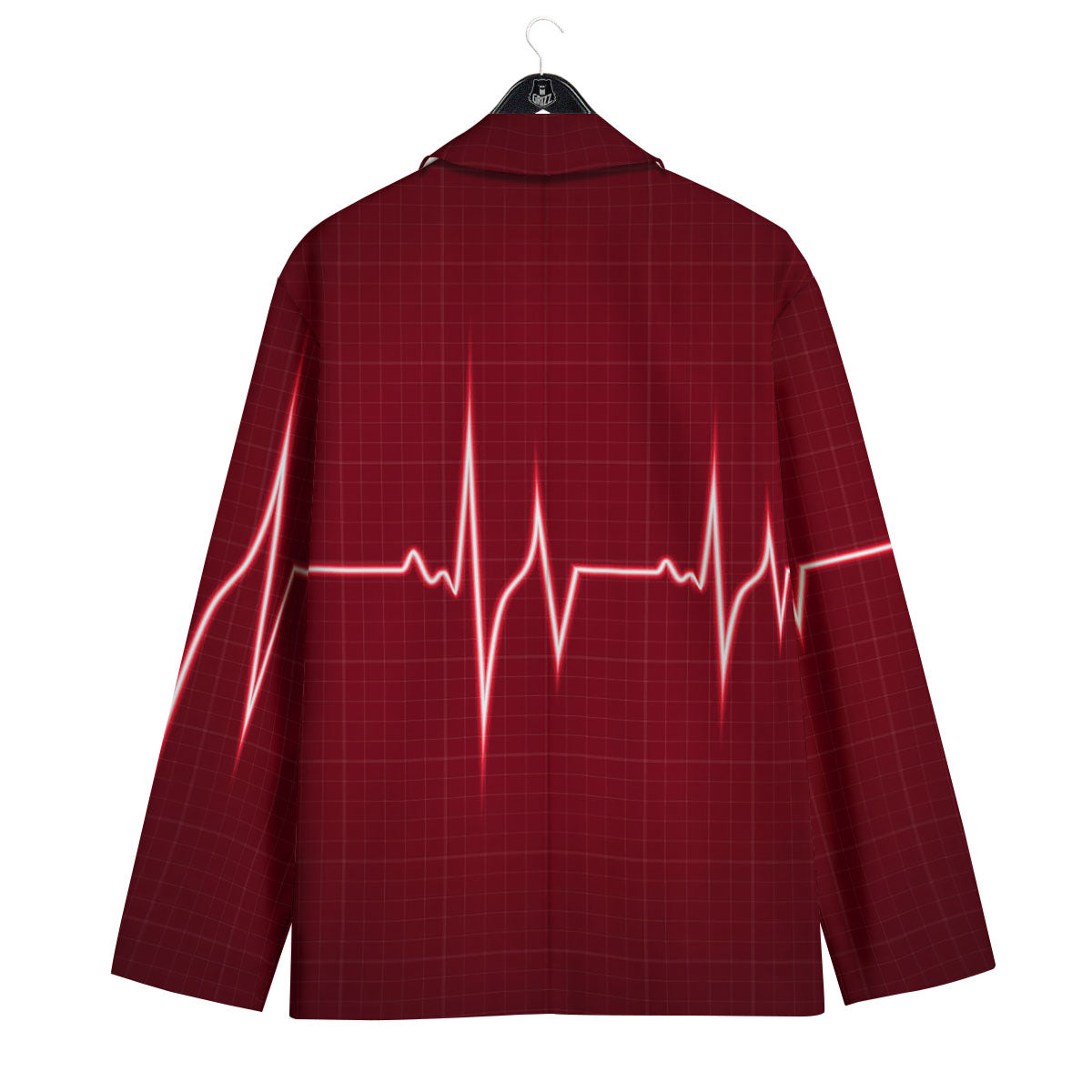 Cardiogram Heartbeat Print Men's Sport Coat-grizzshop
