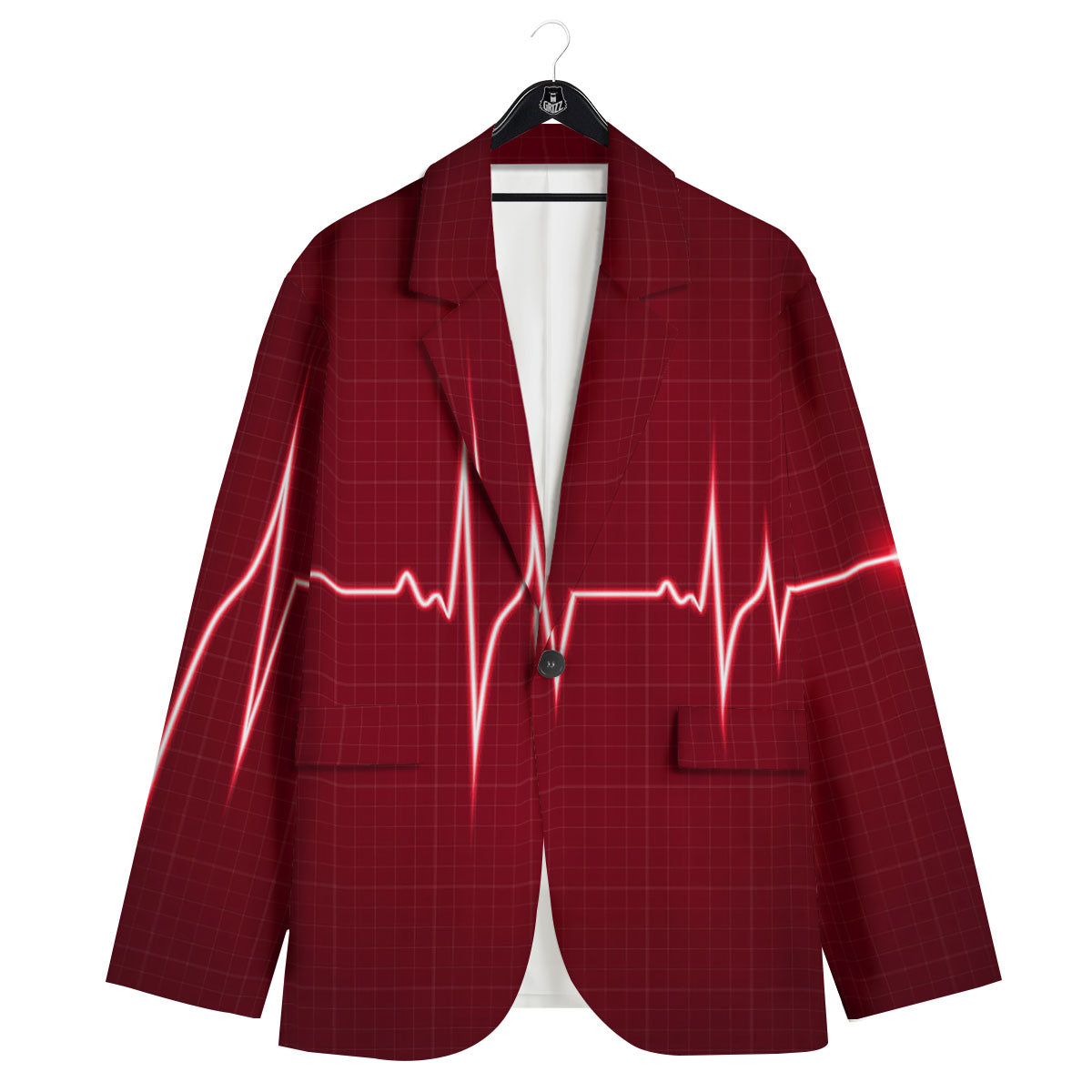 Cardiogram Heartbeat Print Men's Sport Coat-grizzshop