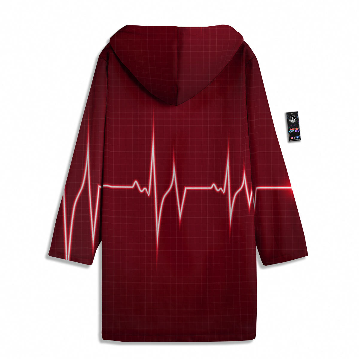 Cardiogram Heartbeat Print Men's Windbreaker Jacket-grizzshop