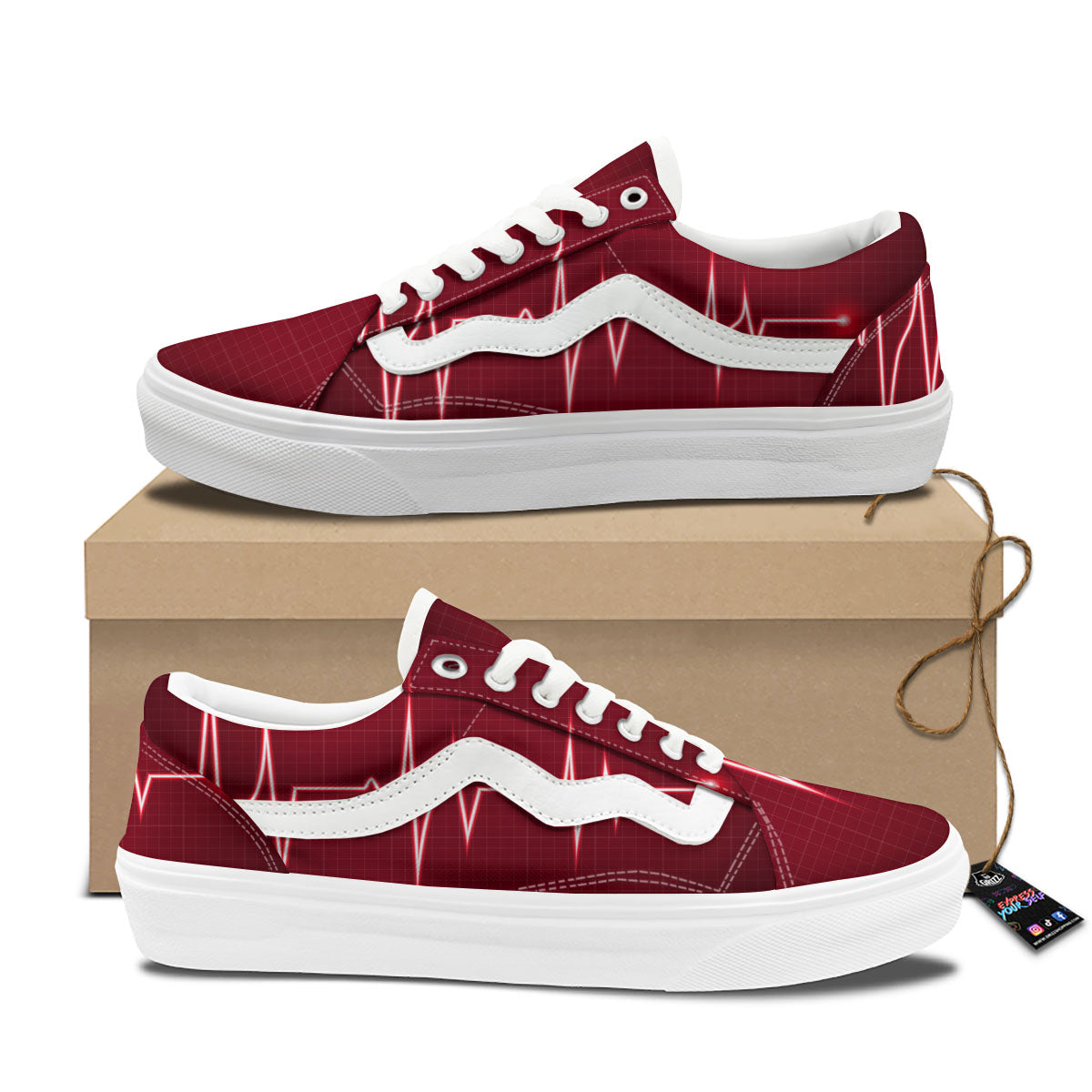 Cardiogram Heartbeat Print Skate Shoes-grizzshop
