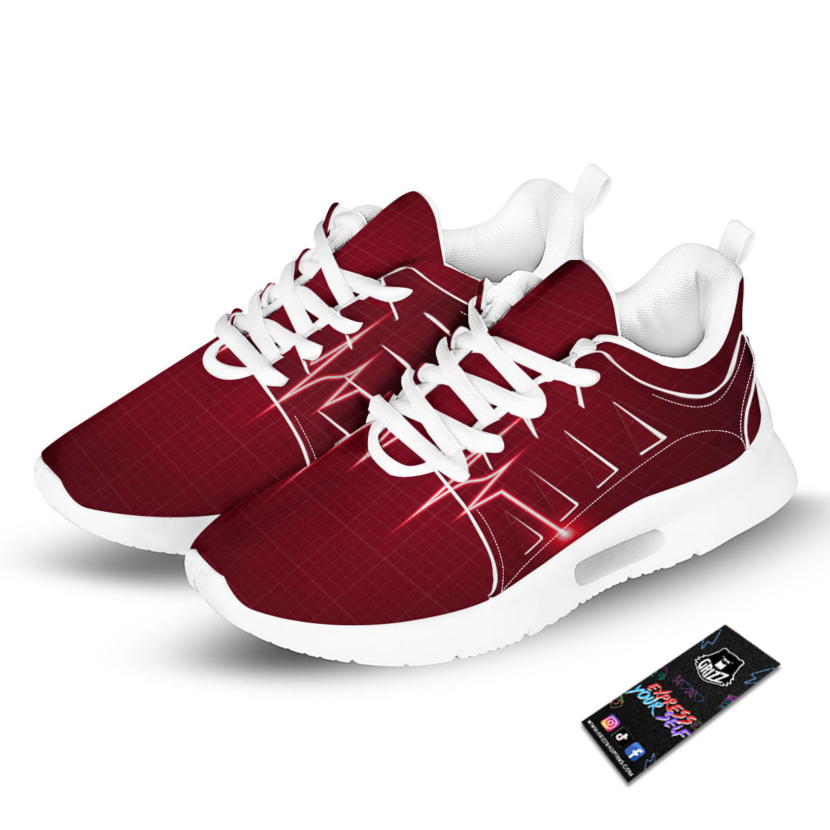 Cardiogram Heartbeat Print Tennis Shoes-grizzshop