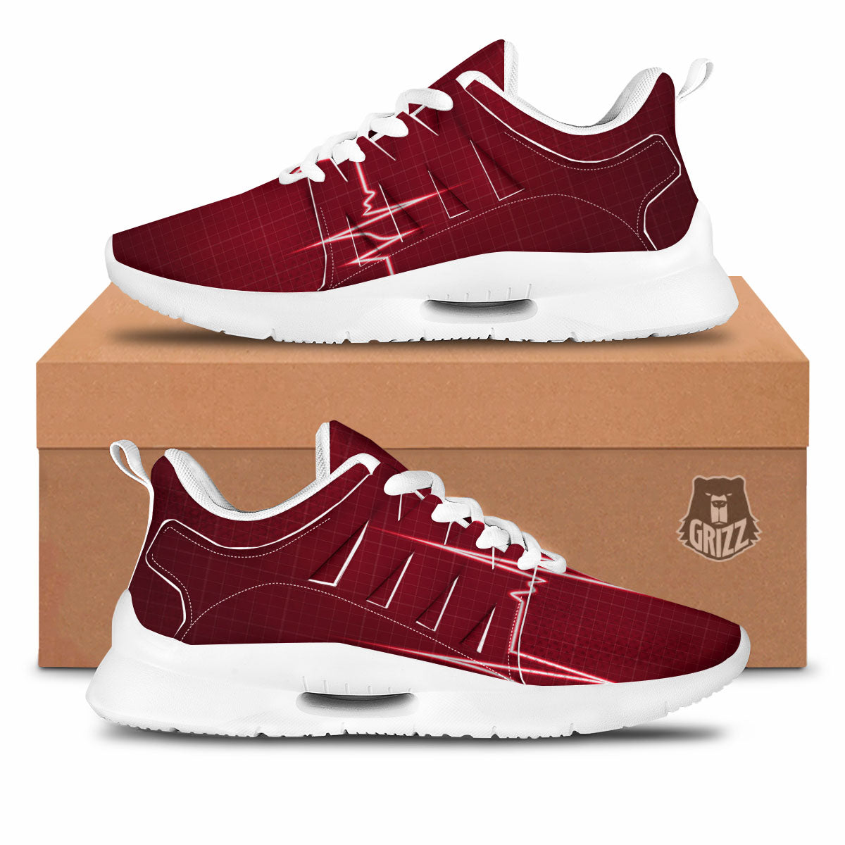 Cardiogram Heartbeat Print Tennis Shoes-grizzshop