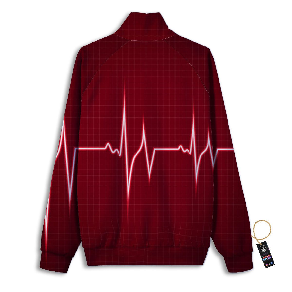 Cardiogram Heartbeat Print Track Jacket-grizzshop