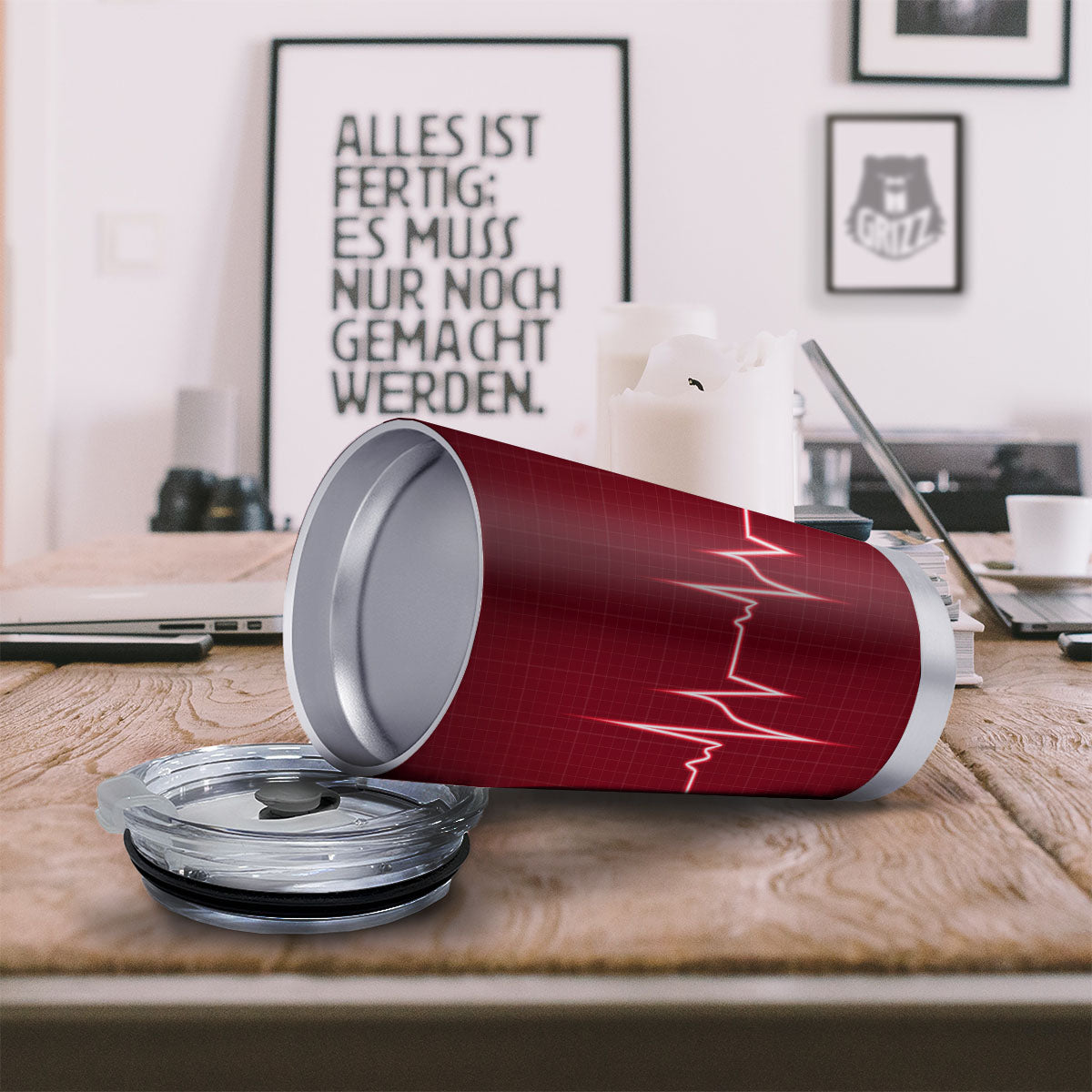 Cardiogram Heartbeat Print Tumbler-grizzshop