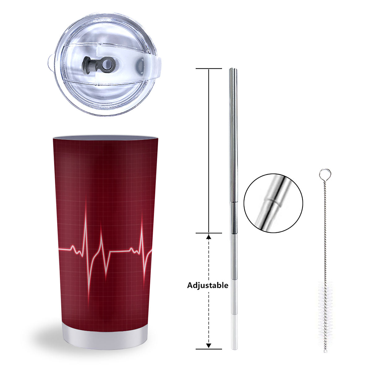 Cardiogram Heartbeat Print Tumbler-grizzshop
