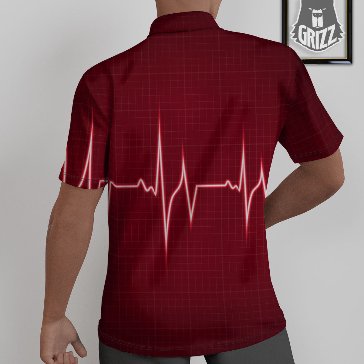 Cardiogram Heartbeat Print Untucked Shirts-grizzshop