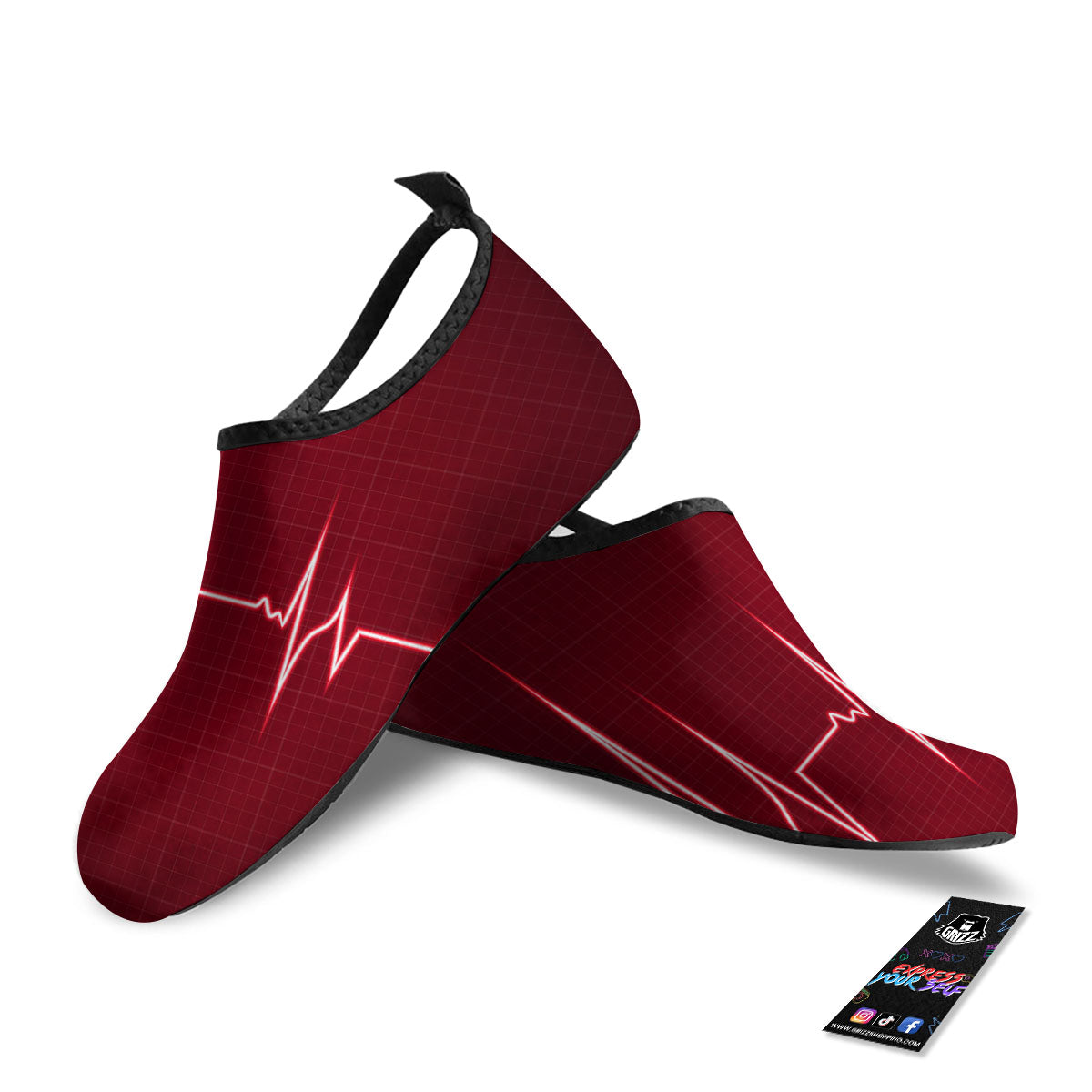 Cardiogram Heartbeat Print Water Shoes-grizzshop