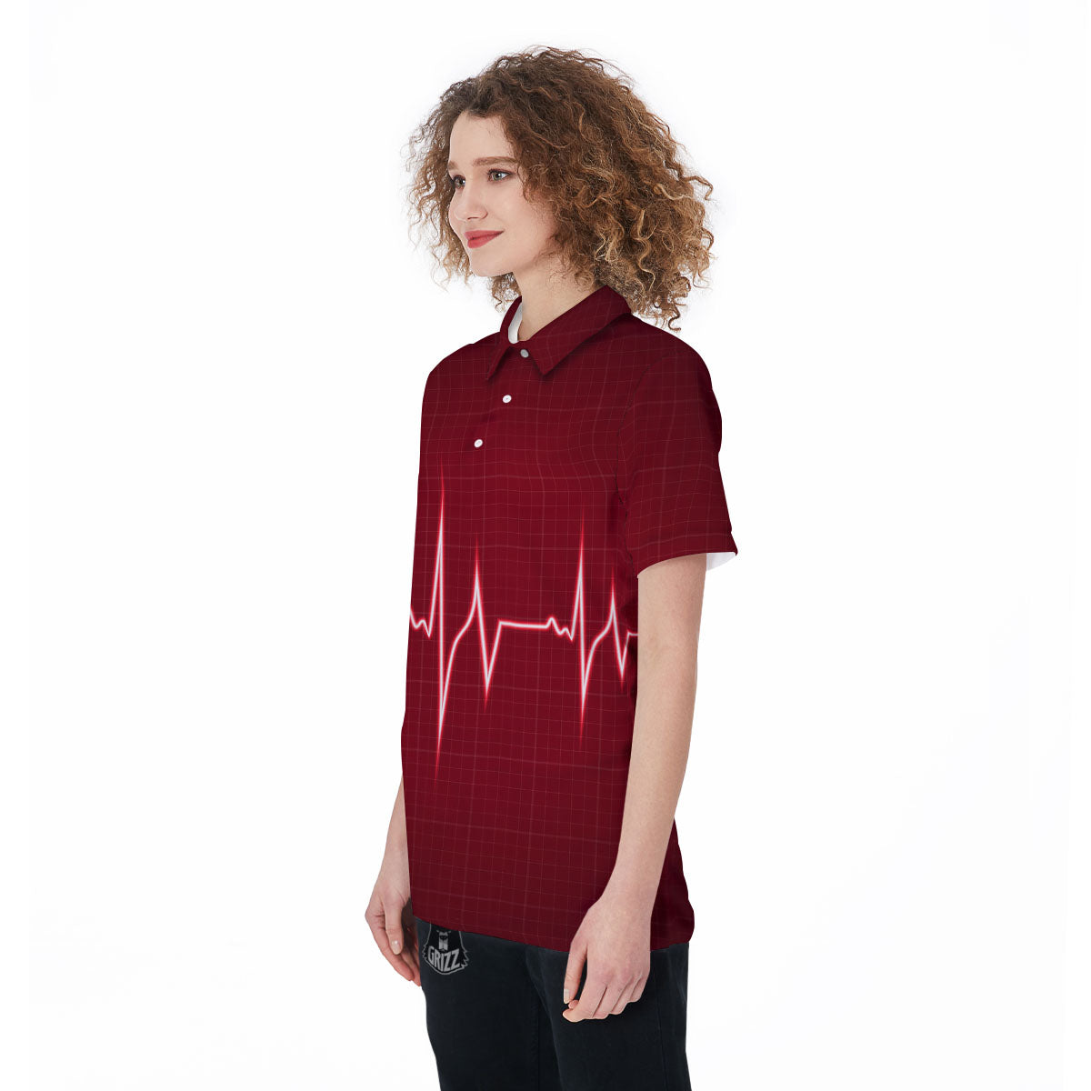Cardiogram Heartbeat Print Women's Golf Shirts-grizzshop