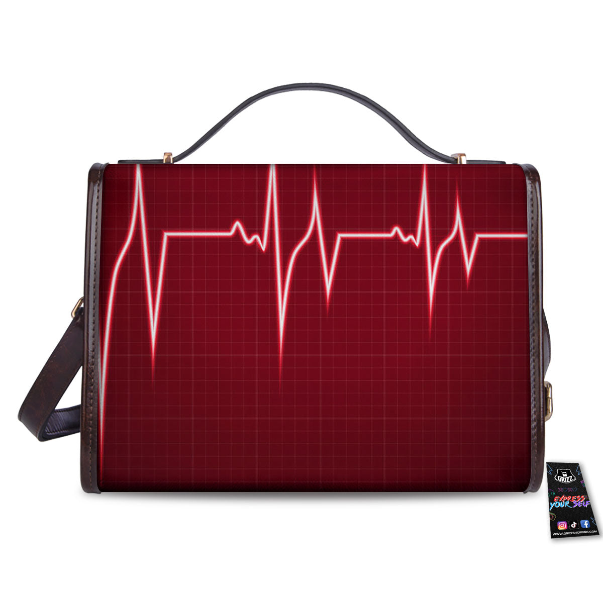 Cardiogram Heartbeat Print Women's Satchel Bag