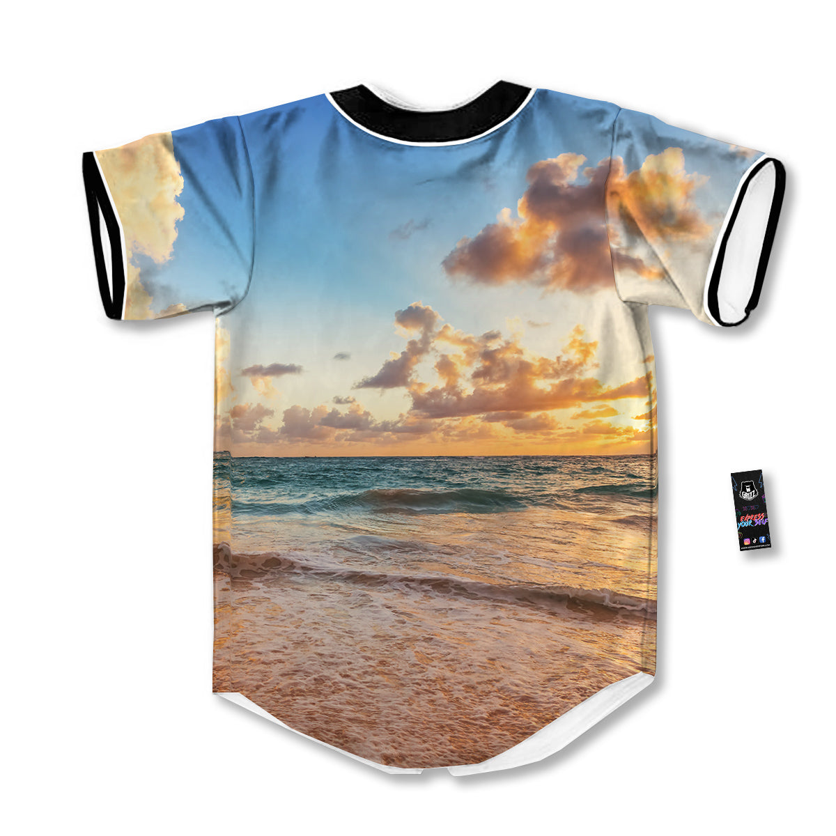 Caribbean Ocean Print Baseball Jersey-grizzshop