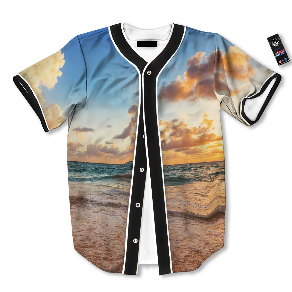 Caribbean Ocean Print Baseball Jersey-grizzshop