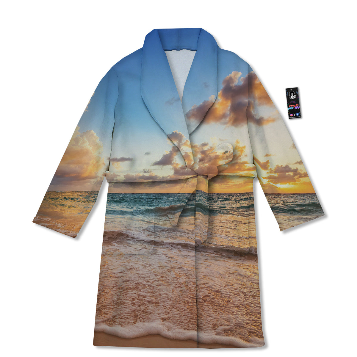 Caribbean Ocean Print Bathrobe-grizzshop
