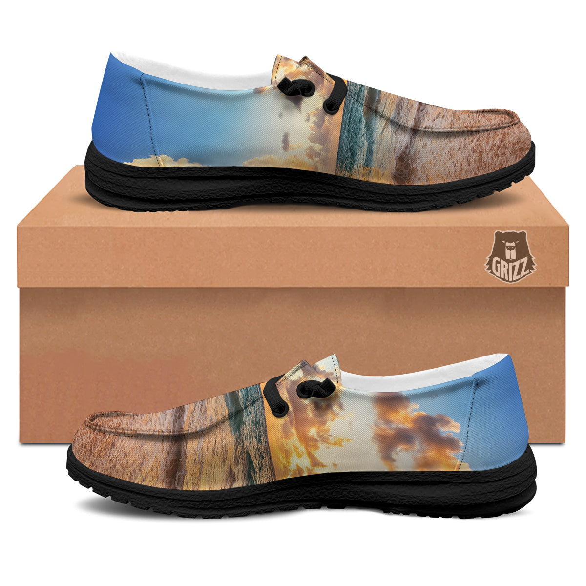 Caribbean Ocean Print Black Loafers-grizzshop