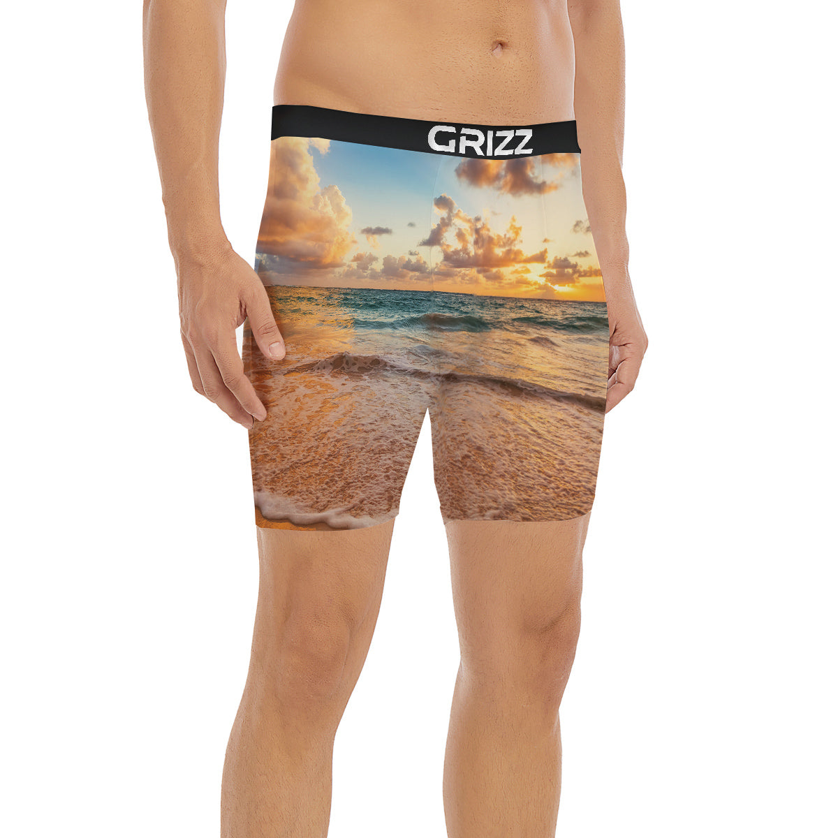 Caribbean Ocean Print Boxer Briefs-grizzshop