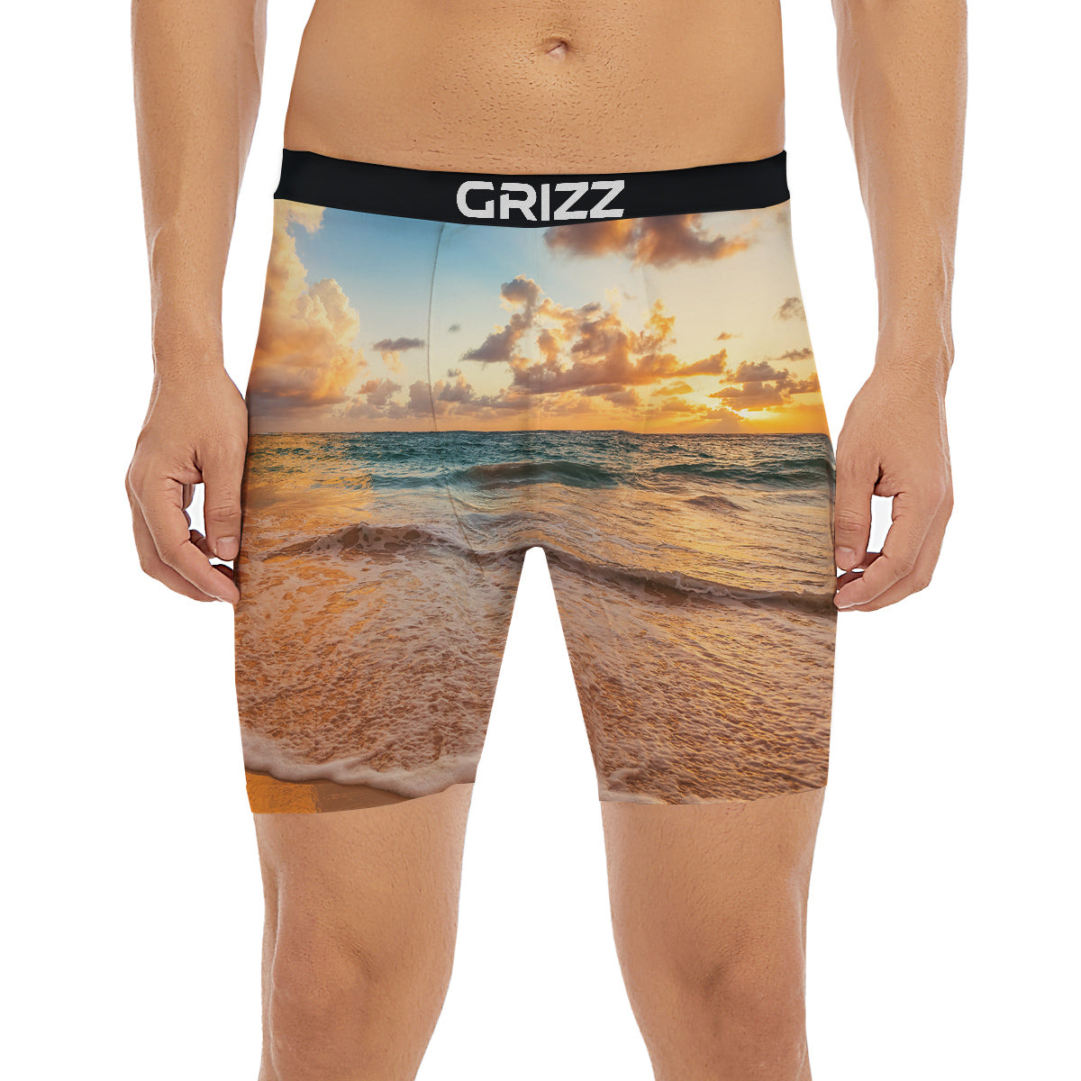 Caribbean Ocean Print Boxer Briefs-grizzshop