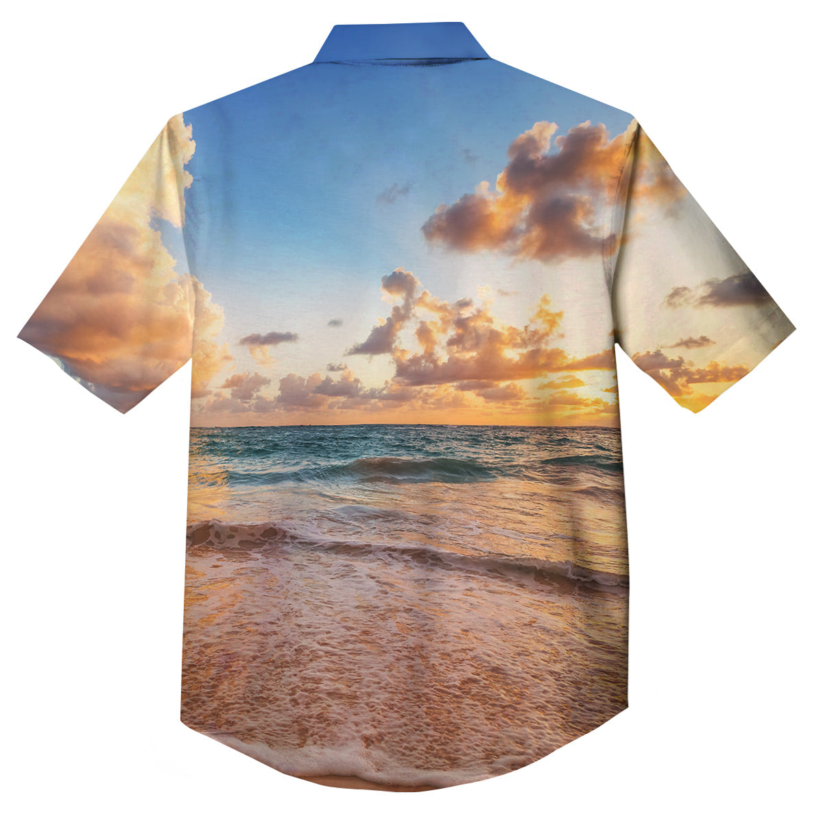 Caribbean Ocean Print Button Up Shirt-grizzshop