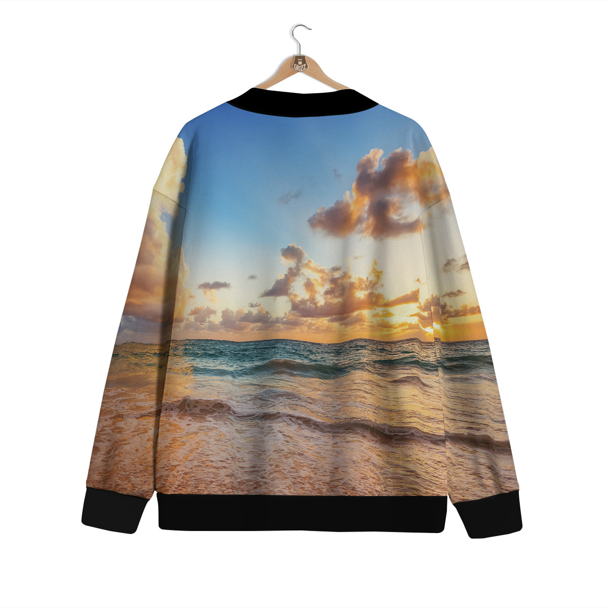 Caribbean Ocean Print Cardigan-grizzshop