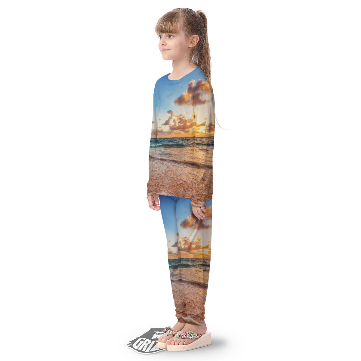 Caribbean Ocean Print Kid's Pajamas-grizzshop