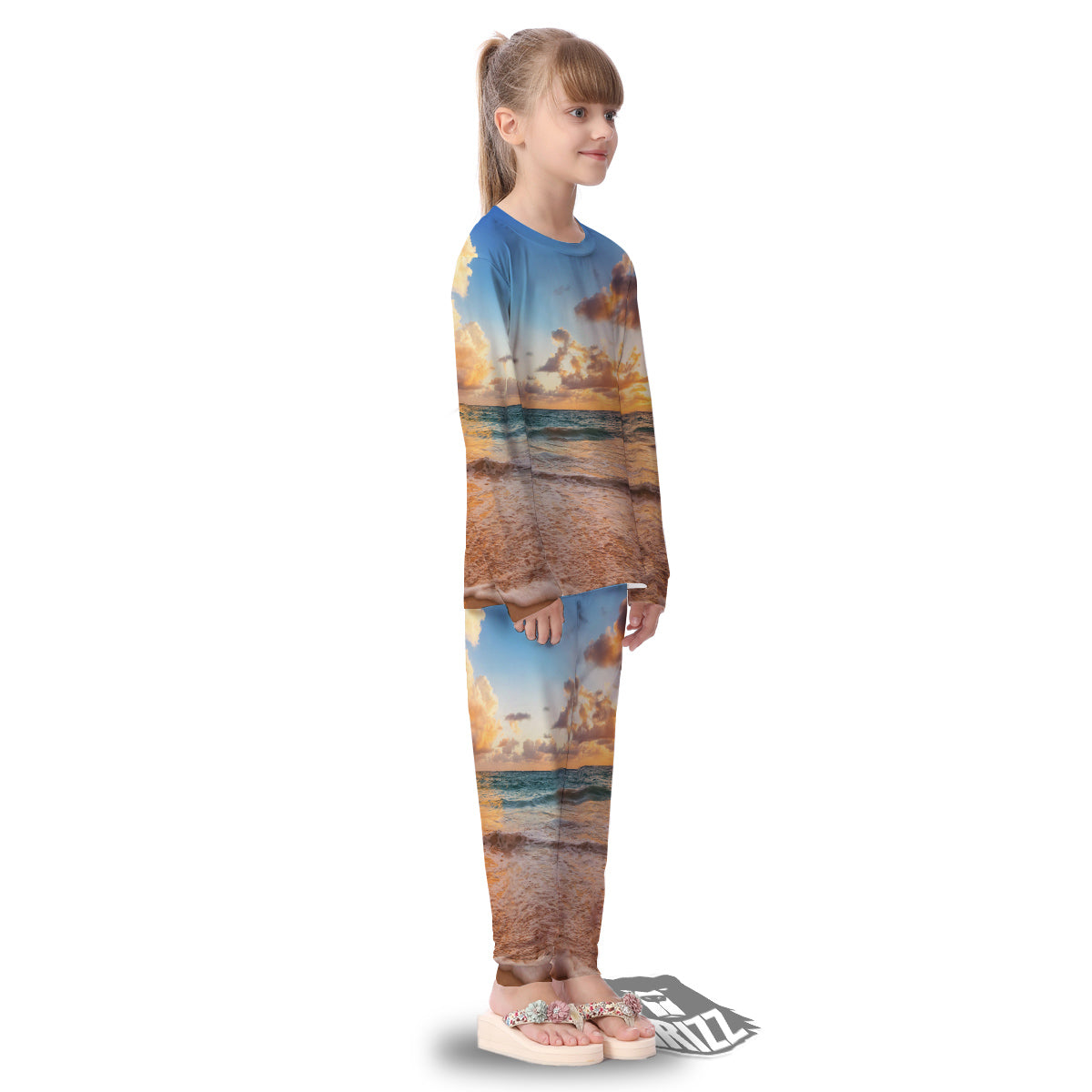 Caribbean Ocean Print Kid's Pajamas-grizzshop