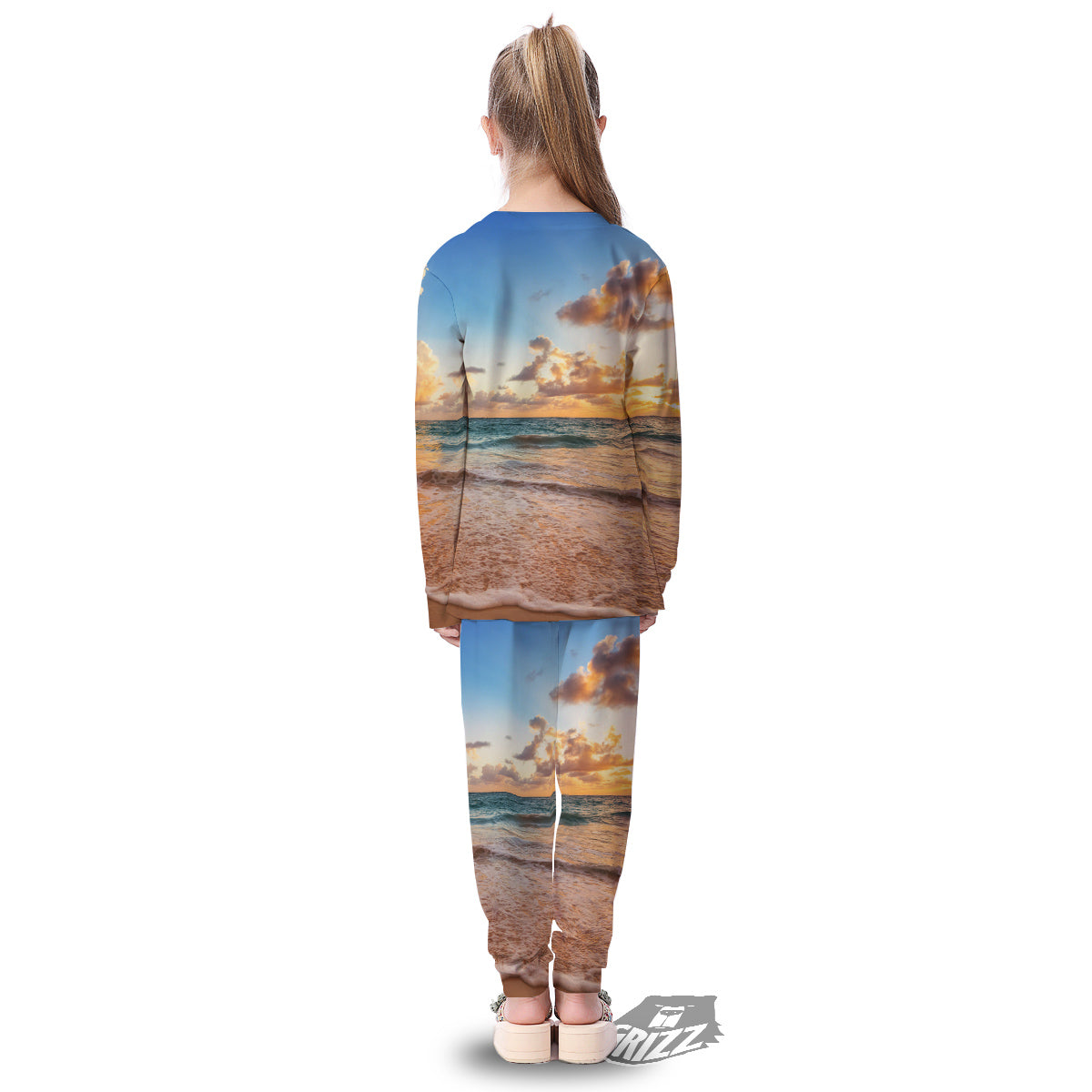 Caribbean Ocean Print Kid's Pajamas-grizzshop