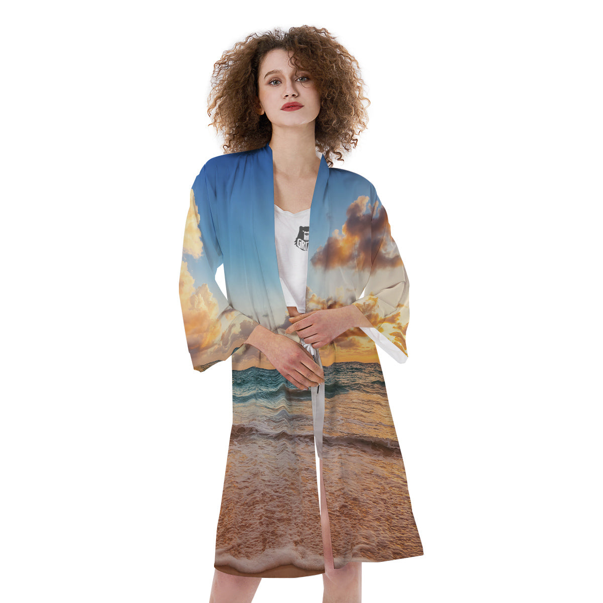 Caribbean Ocean Print Kimono-grizzshop