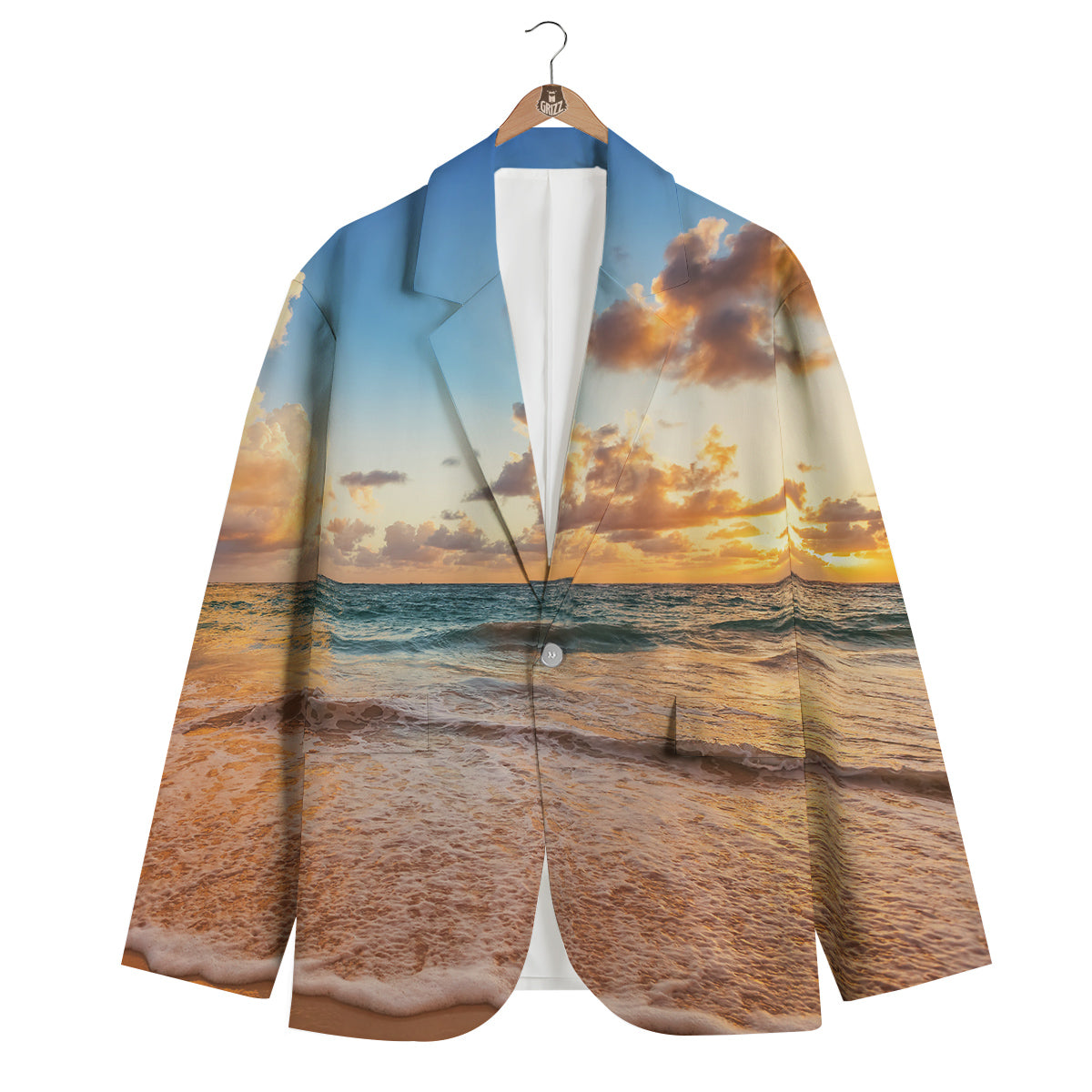 Caribbean Ocean Print Men's Blazer-grizzshop