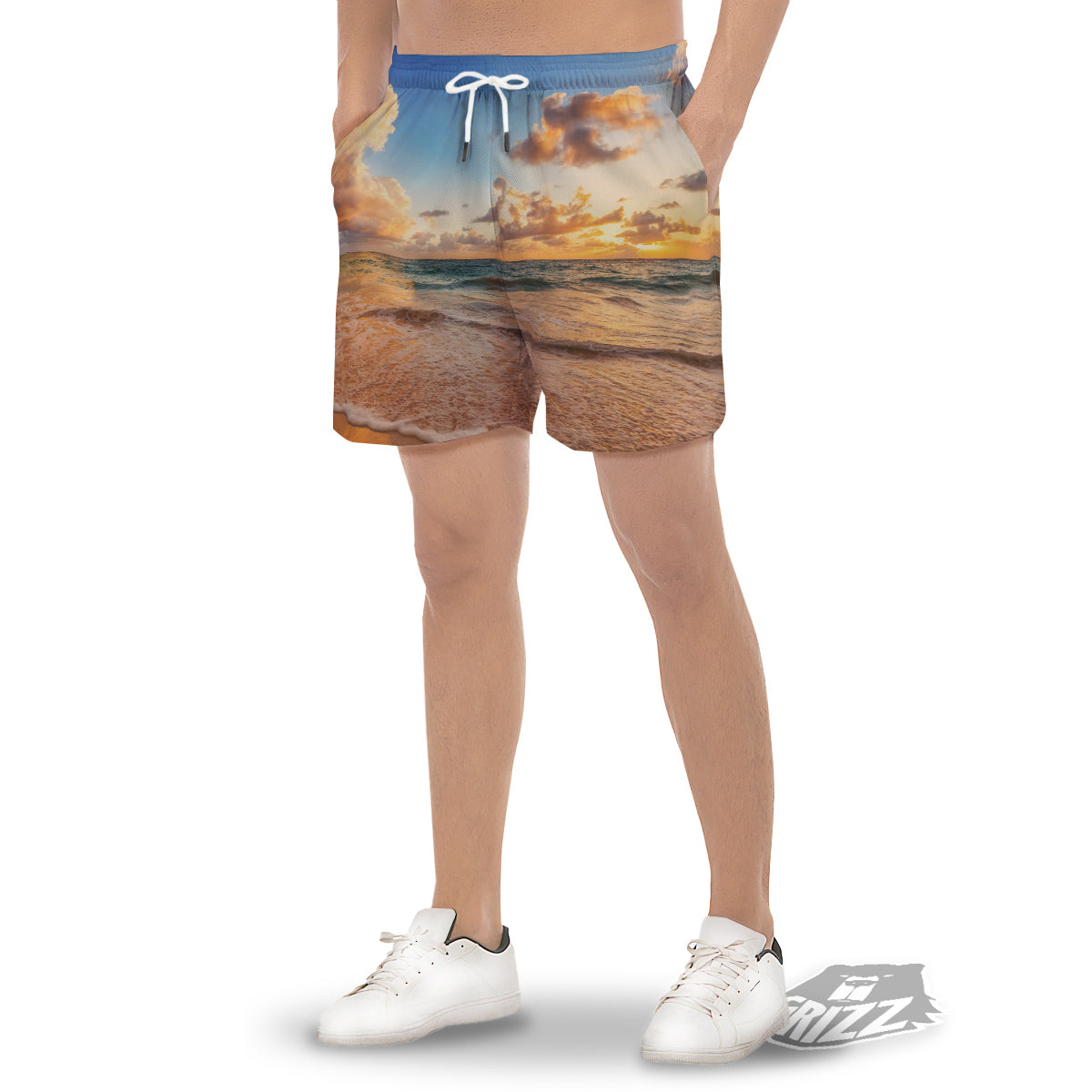 Caribbean Ocean Print Men's Gym Shorts-grizzshop