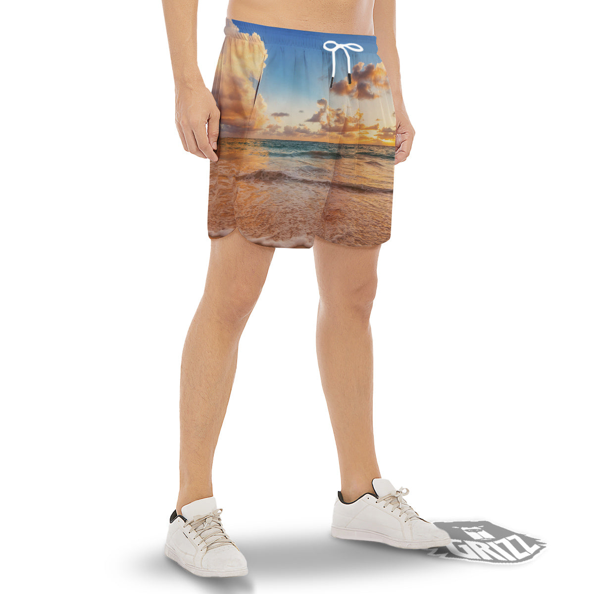 Caribbean Ocean Print Men's Gym Shorts-grizzshop