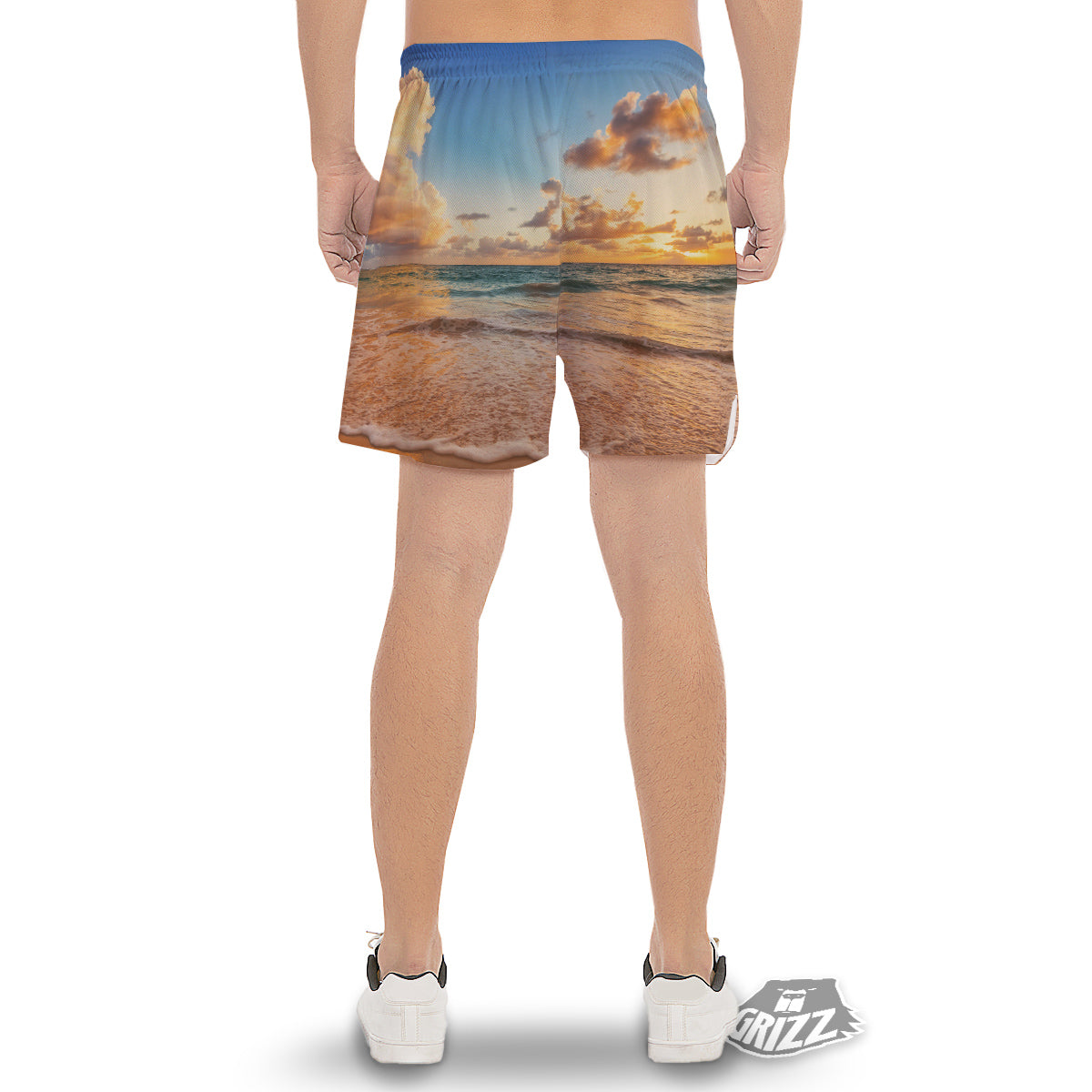 Caribbean Ocean Print Men's Gym Shorts-grizzshop