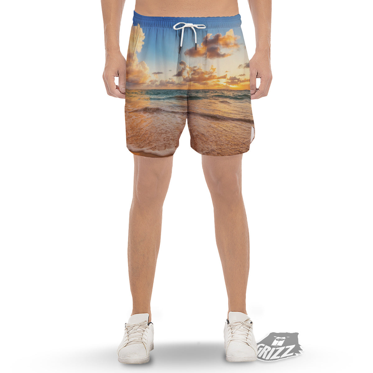 Caribbean Ocean Print Men's Gym Shorts-grizzshop